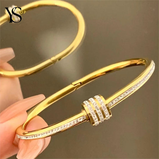 Elevate Your Style with our Luxury Gold-Colored Waterproof Stainless Steel Bangles – The Perfect Gift for Her | YeuroShop