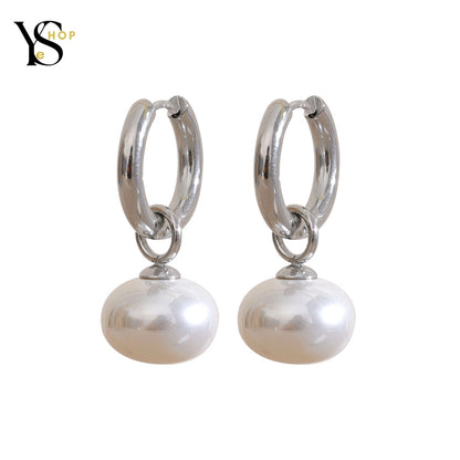 Elevate Your Style with Golden Korean Hoop Earrings - Luxurious Imitation Pearls for a Timeless Look | YeuroShop