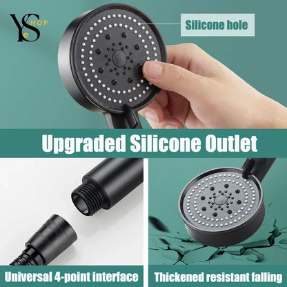 Experience luxury with this adjustable high-pressure shower head, featuring 5 water-saving modes and a relaxing massage function | YeuroShop