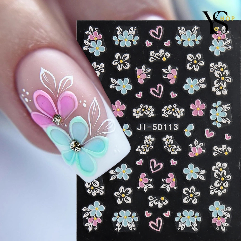 Elevate Your Nail Art with 5D Colorful Flower Stickers – Vibrant Butterfly and Rose Decals for Spring & Summer | YeuroShop