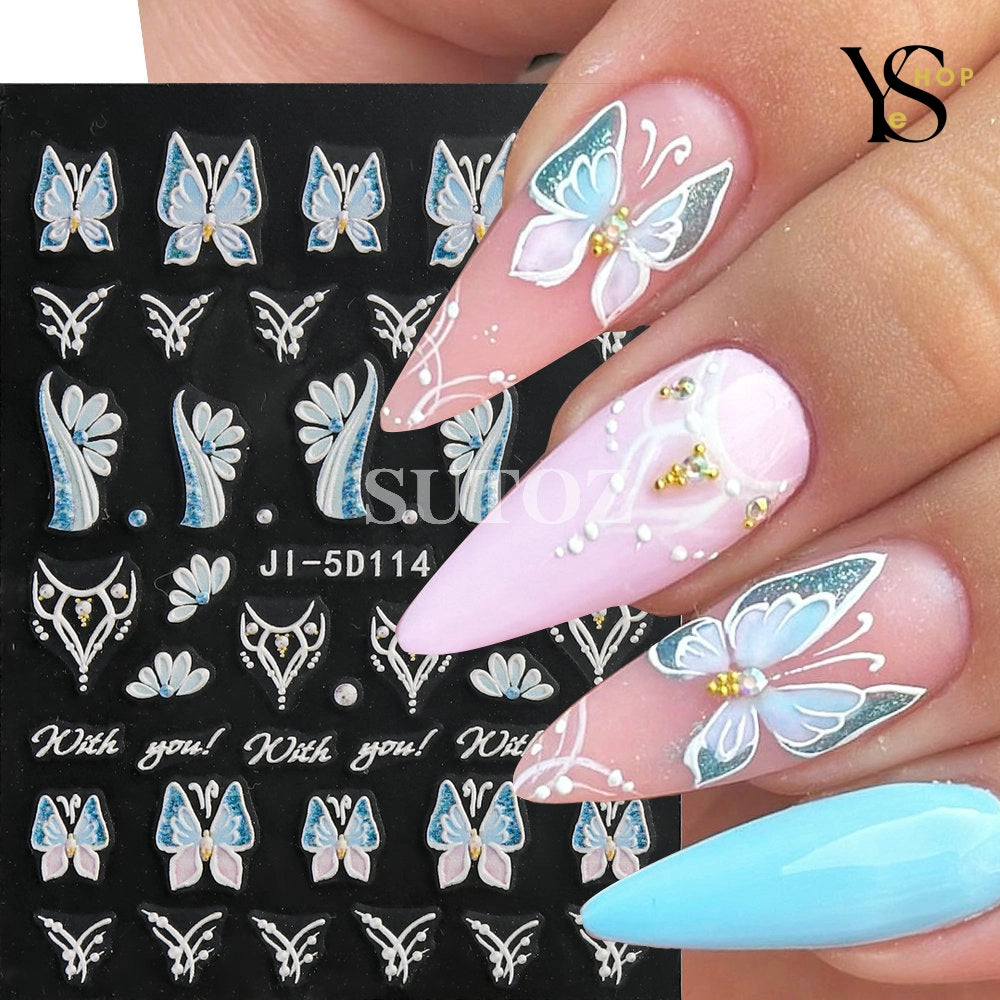 Elevate Your Nail Art with 5D Colorful Flower Stickers – Vibrant Butterfly and Rose Decals for Spring & Summer | YeuroShop