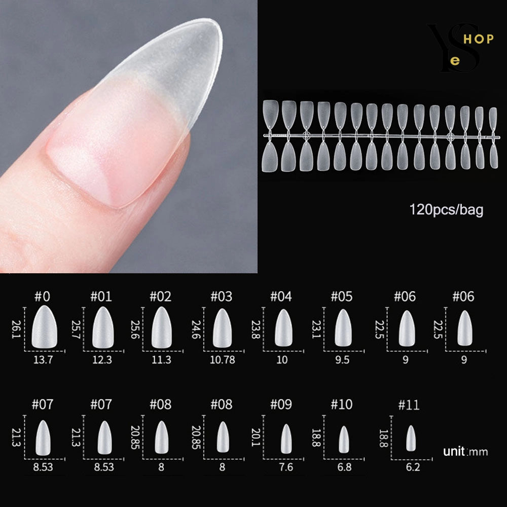 120pcs Matte Oval Almond Press-On Nail Tips - Soft Full Cover Fake Nails for a Chic, Effortless Manicure.