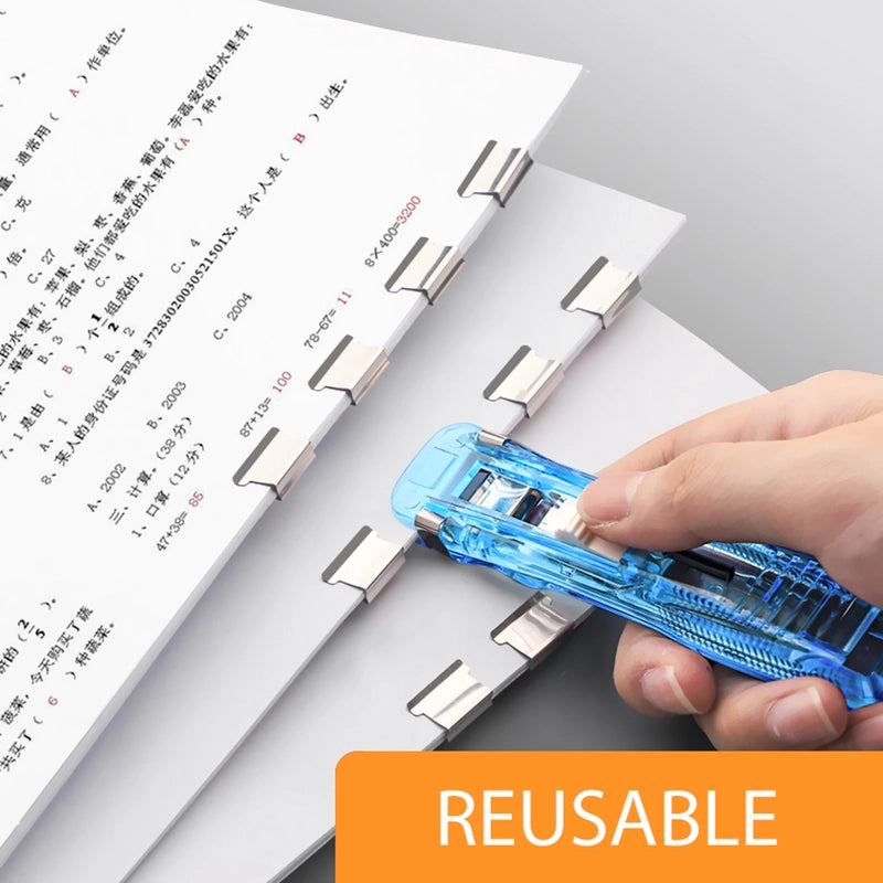 Mini Traceless Reusable Stapler - Binding Tool for Paper, Books, Files, Office, and School | YeuroShop