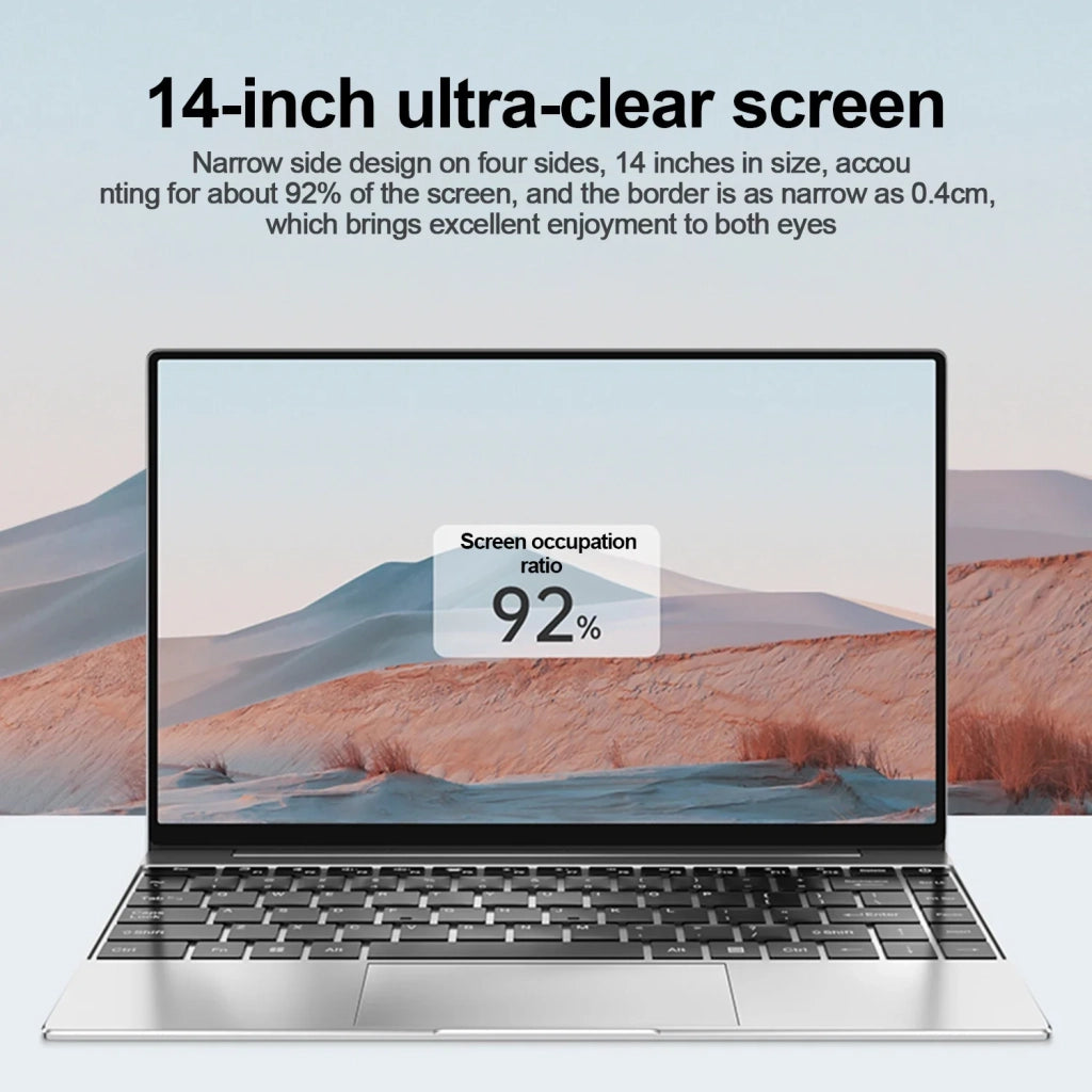 14.1 Inch Ultra-Slim Laptop | 16GB RAM | 2TB SSD | Intel N3700 | 1920x1080 Display | Windows 11 Pro | YeuroShop