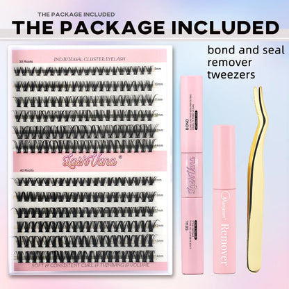 DIY Lash Extensions Kit: 240 Clusters, Bond, Seal, and Tools | YeuroShop