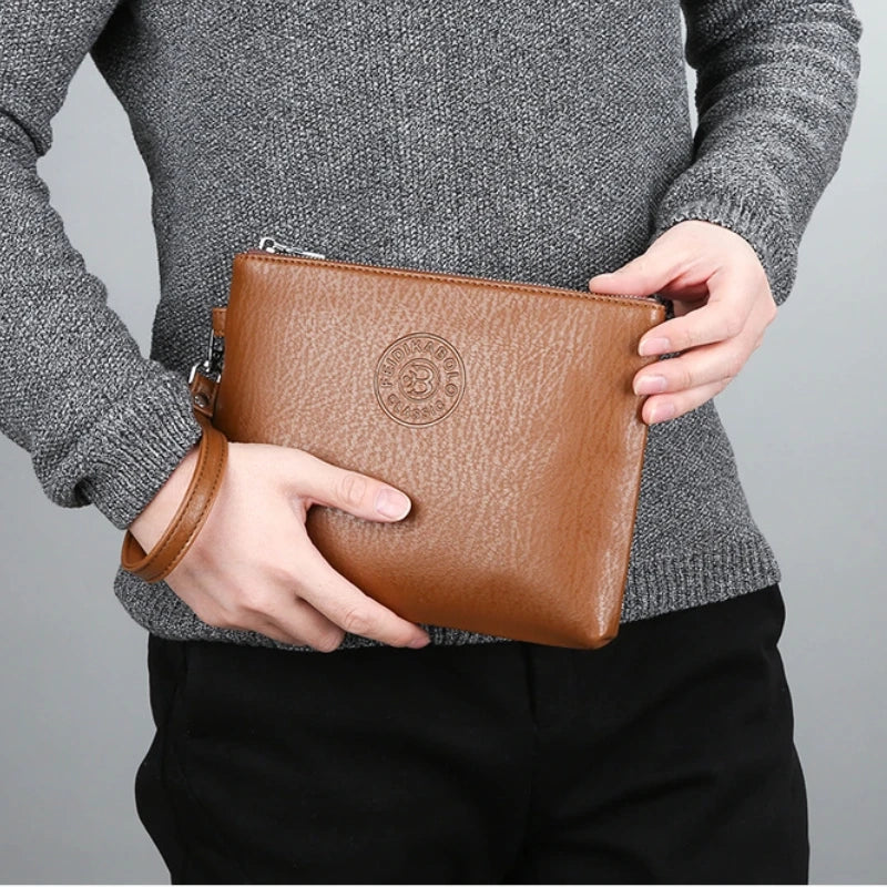 Men's Business Style Large Clutch Wallet – Soft PU Leather Wristlet Bag | YeuroShop