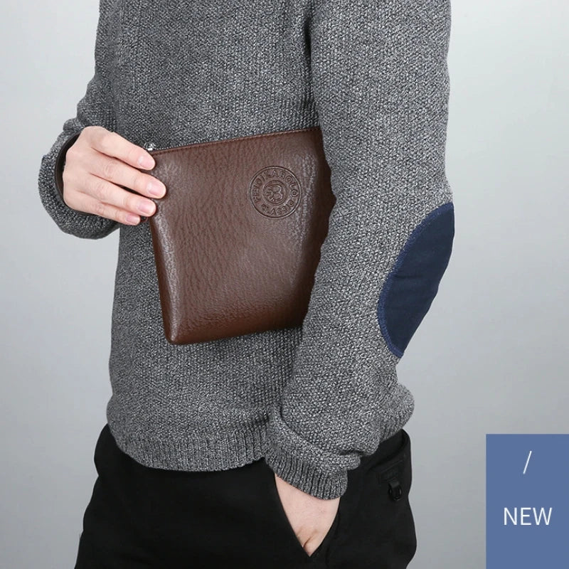 Men's Business Style Large Clutch Wallet – Soft PU Leather Wristlet Bag | YeuroShop