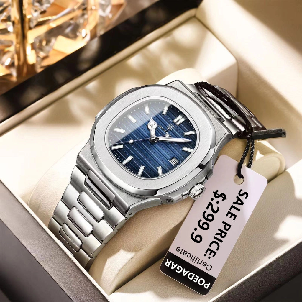 Luxury Men's Watch – Stainless Steel Business Quartz Watch with Luminous Date | YeuroShop