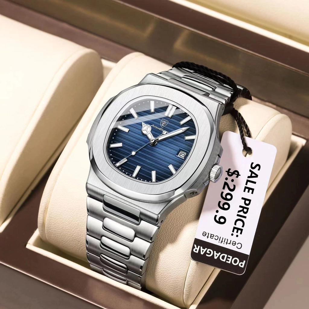 Luxury Men's Watch – Stainless Steel Business Quartz Watch with Luminous Date | YeuroShop