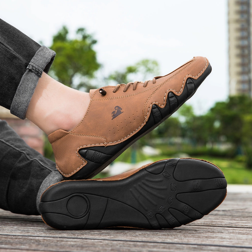 Men's Summer Plus Size Casual Shoes - Soft Leather Low-Top Breathable Comfort Shoes | YeuroShop