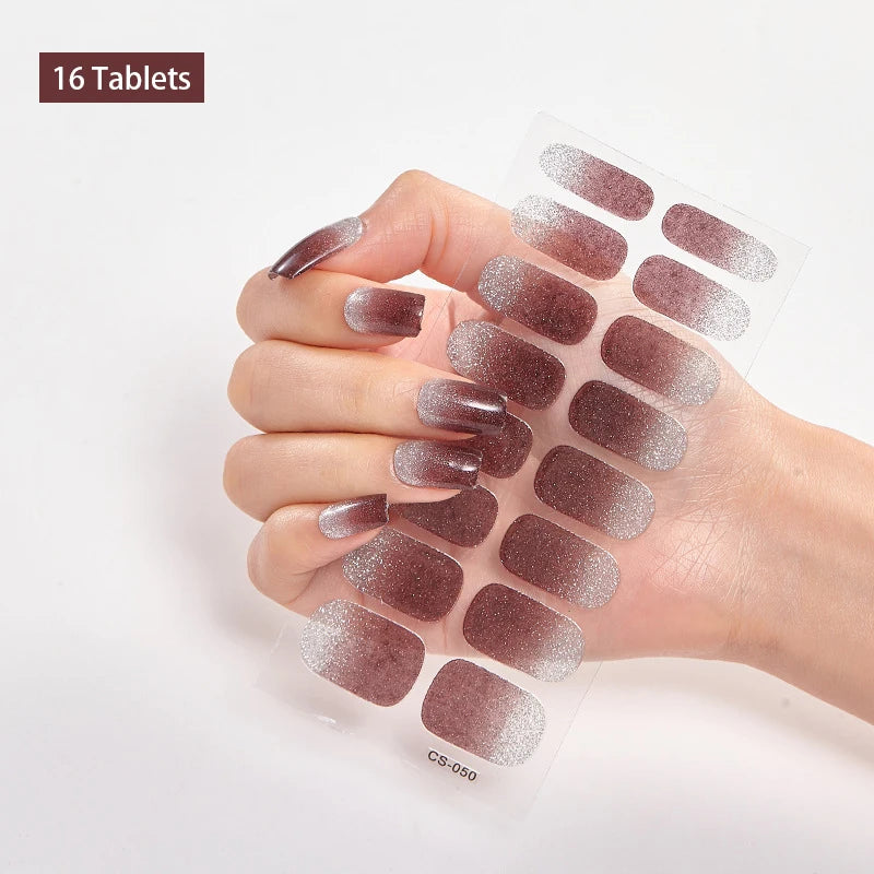 Add a touch of glamour to your nails with our full cover glitter nail stickers. Create a personalized look in no time, effortlessly! | YeuroShop